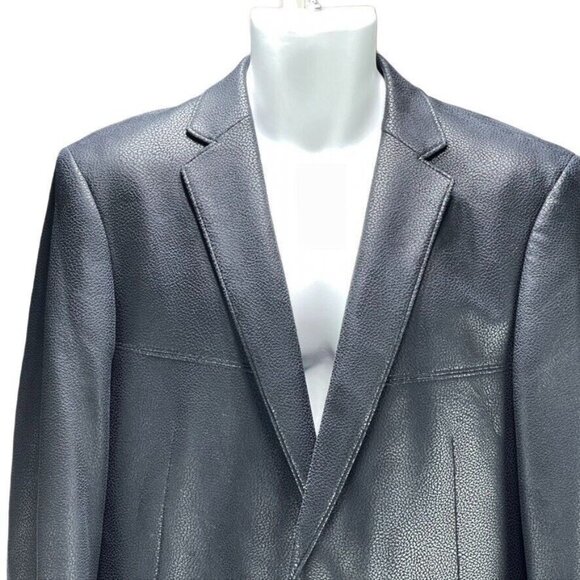 Camiloni Italia Black Blazer Jacket Mens Size 42L Polyester & PU - Picture 7 of 15